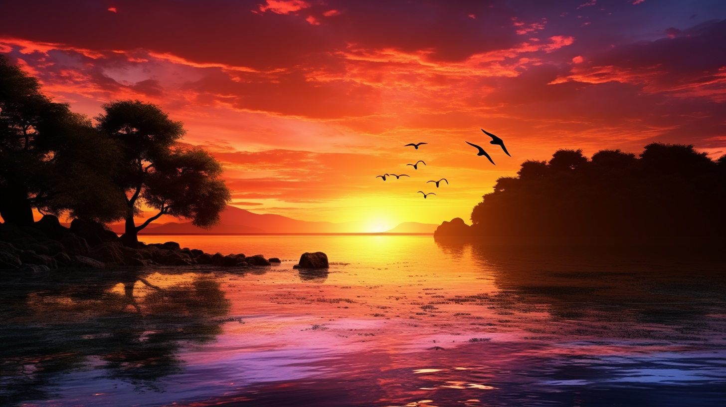 Stunning image of sunrise over a serene landscape featuring wildflowers and vibrant sky hues.desktop, phone, HD & HQ free wallpaper, free to download