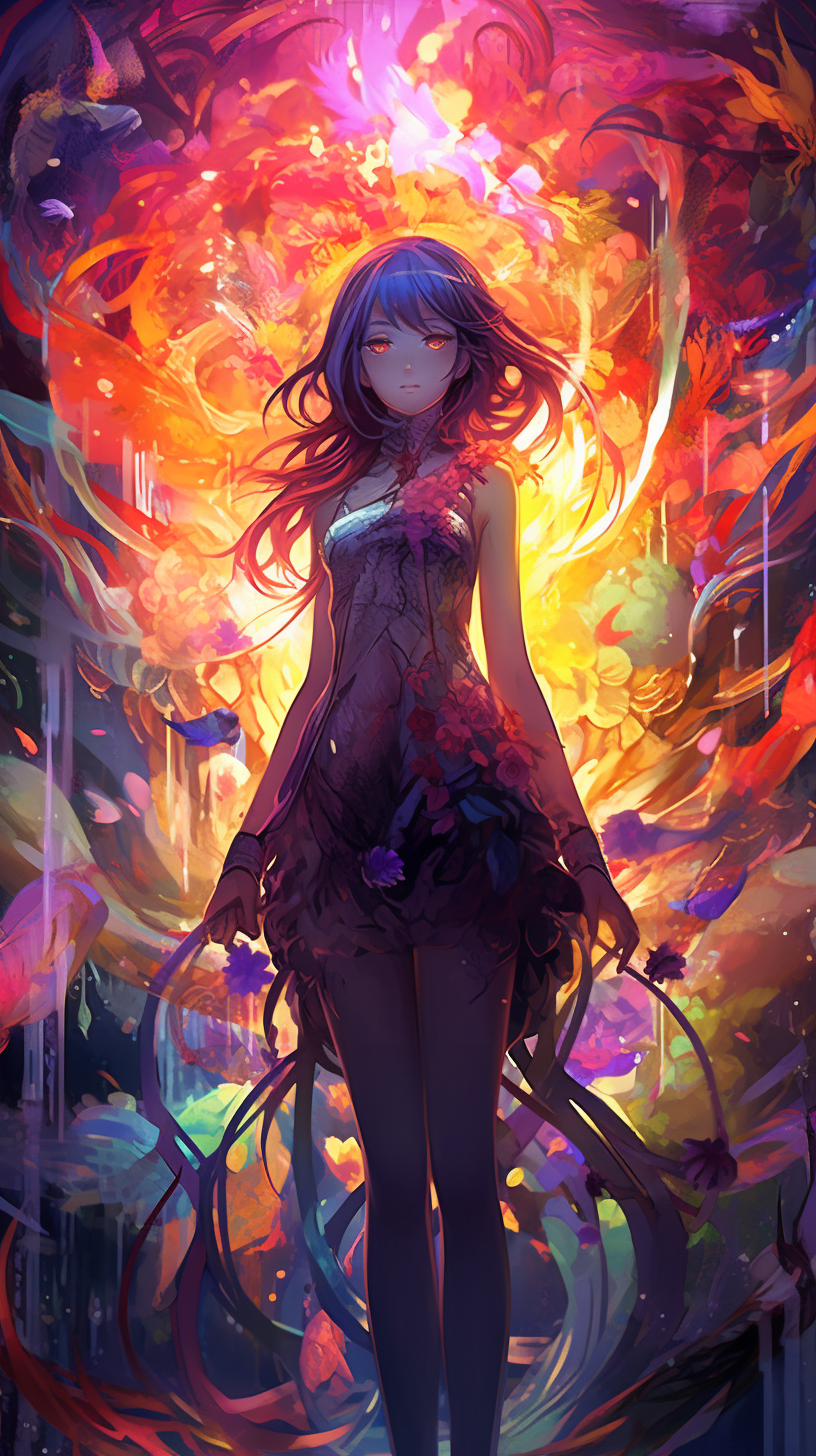 Abstract anime magic, featuring a vivid energy waveform; detailed lines and patterns. phone art wallpaper