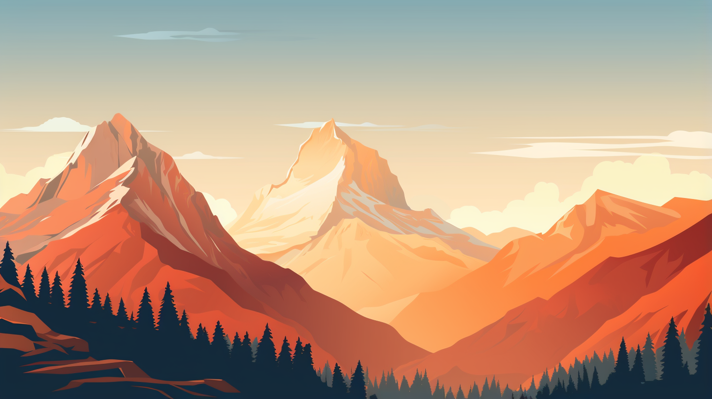 Minimalist depiction of a mountain landscape; simple lines and basic shapes. desktop, phone, HD & HQ free wallpaper, free to download