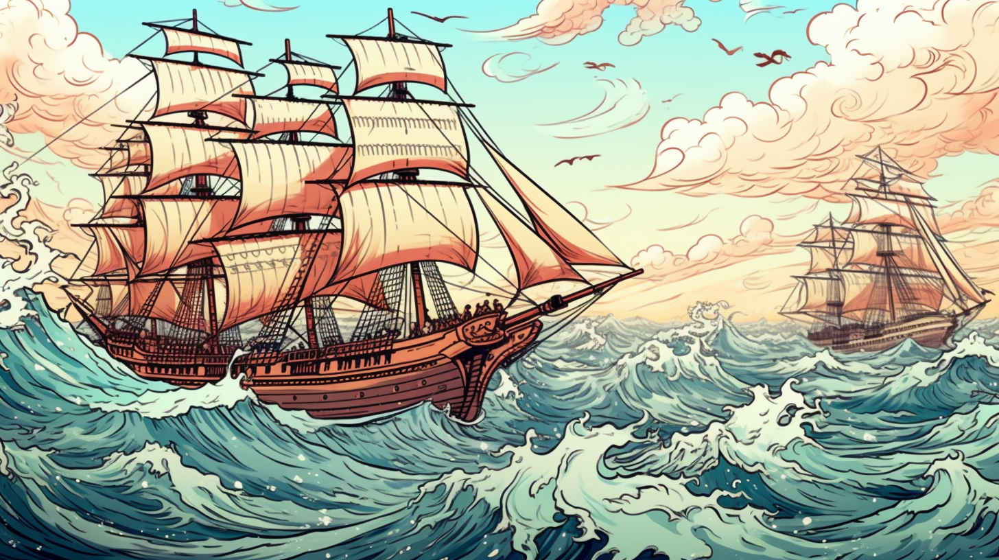 Old sailor's spirit captured in a nautical sketch; attentive to minor details and sea elements.desktop, phone, HD & HQ free wallpaper, free to download