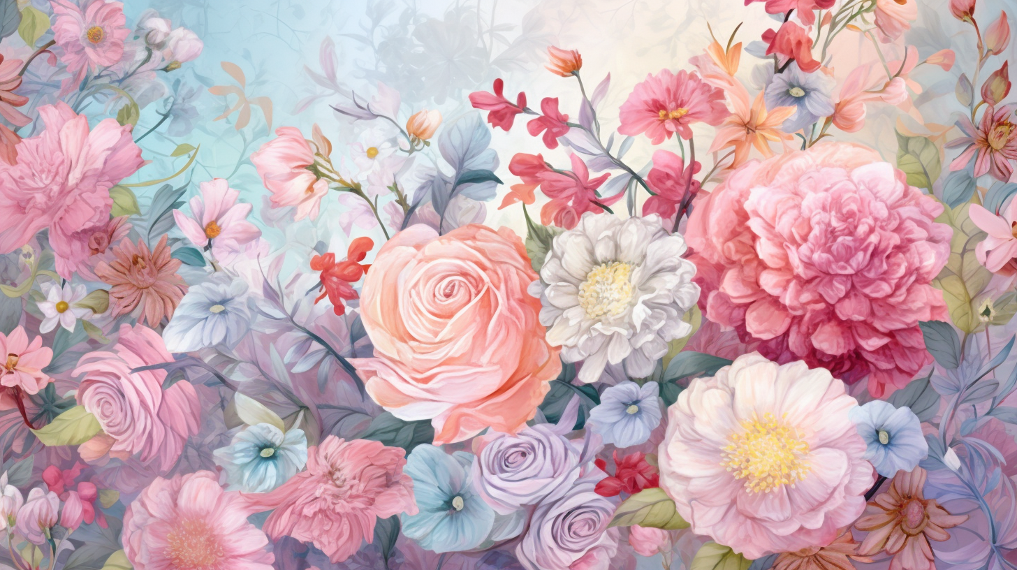 Floral motifs represented in varying pastel tones; features fine details and a play of light and shadow.desktop, phone, HD & HQ free wallpaper, free to download