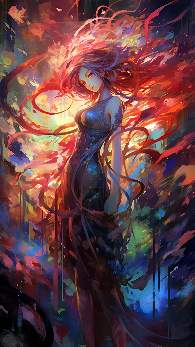Innovative depiction of energy release in an abstract anime scene; moderate details with bold lines. phone art wallpaper