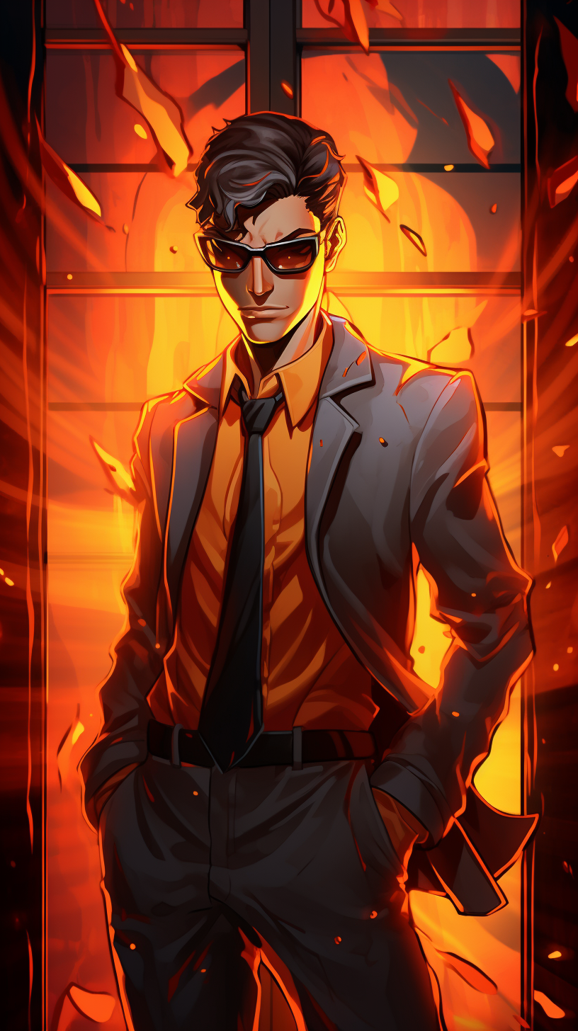 Anime style secret agent making a silent approach; strong use of shadows and contrasting lines. phone art wallpaper