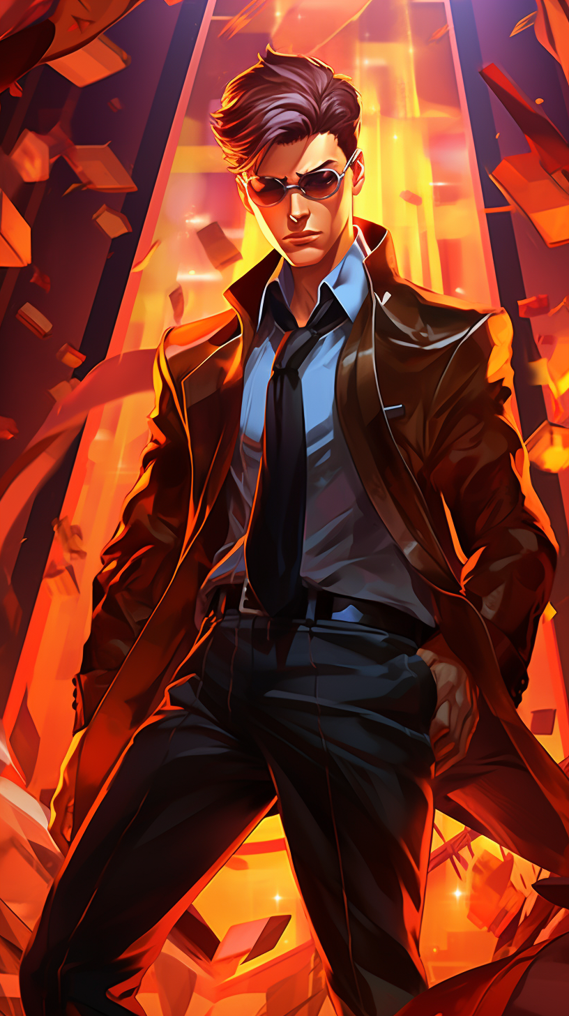 Anime style artwork featuring a secret agent in stealth mode; crisp lines and detailed shading. phone art wallpaper