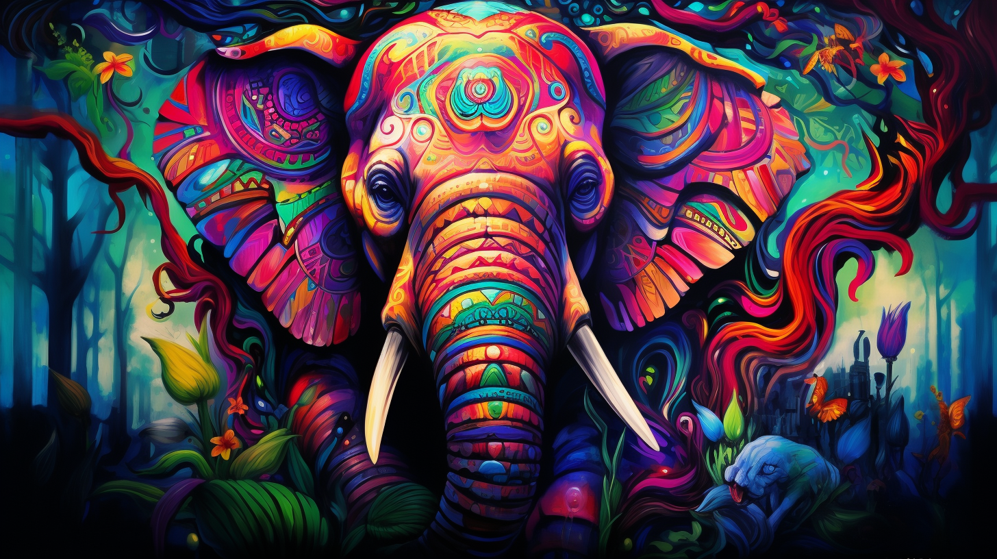Large graffiti art of an animal in bold, vibrant colors; detailed designs and patterns.desktop, phone, HD & HQ free wallpaper, free to download