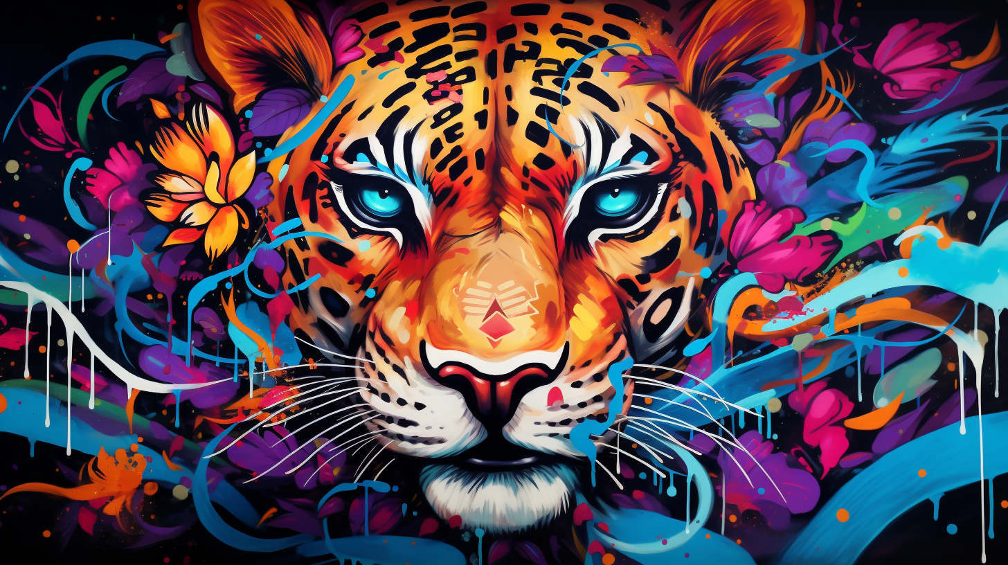 Street art featuring a fox, highlighted in vivid colors and detailed patterns.desktop, phone, HD & HQ free wallpaper, free to download