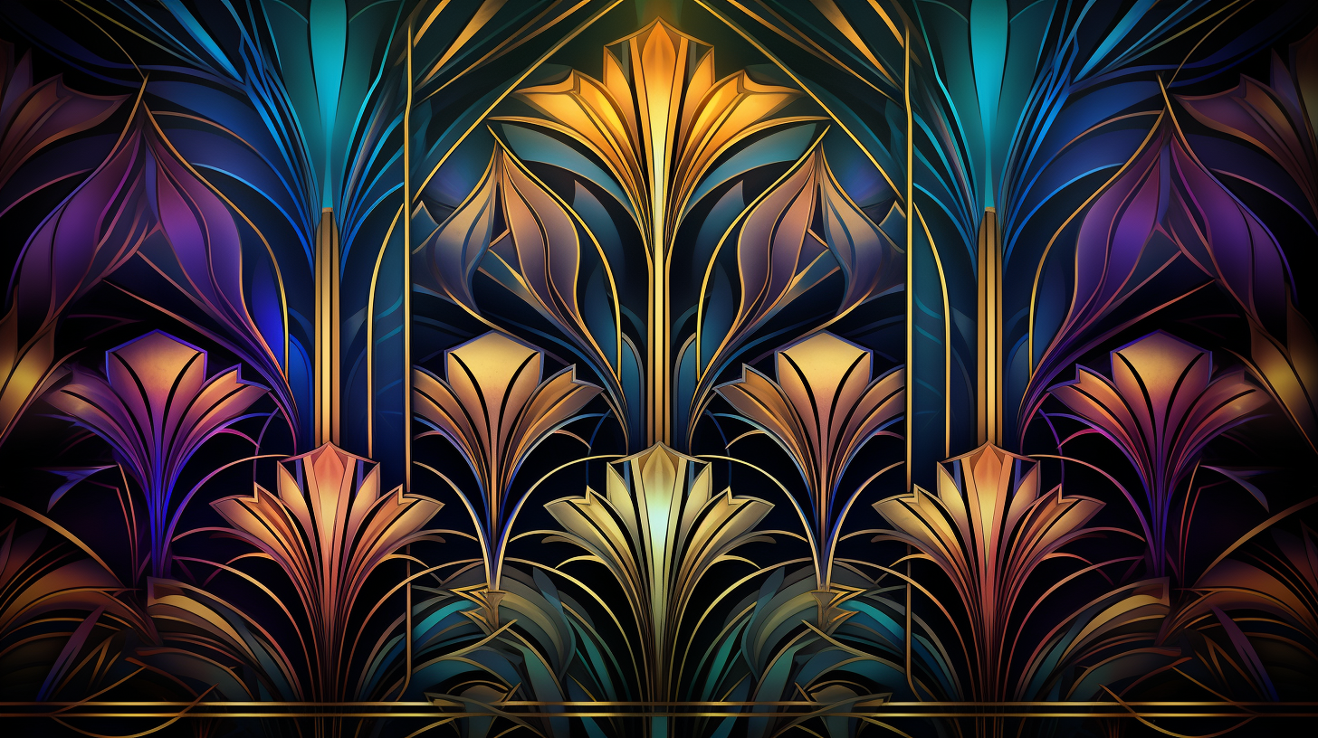 Radiant Art Deco wallpaper featuring vivid colors; extensive use of geometrical shapes.desktop, phone, HD & HQ free wallpaper, free to download