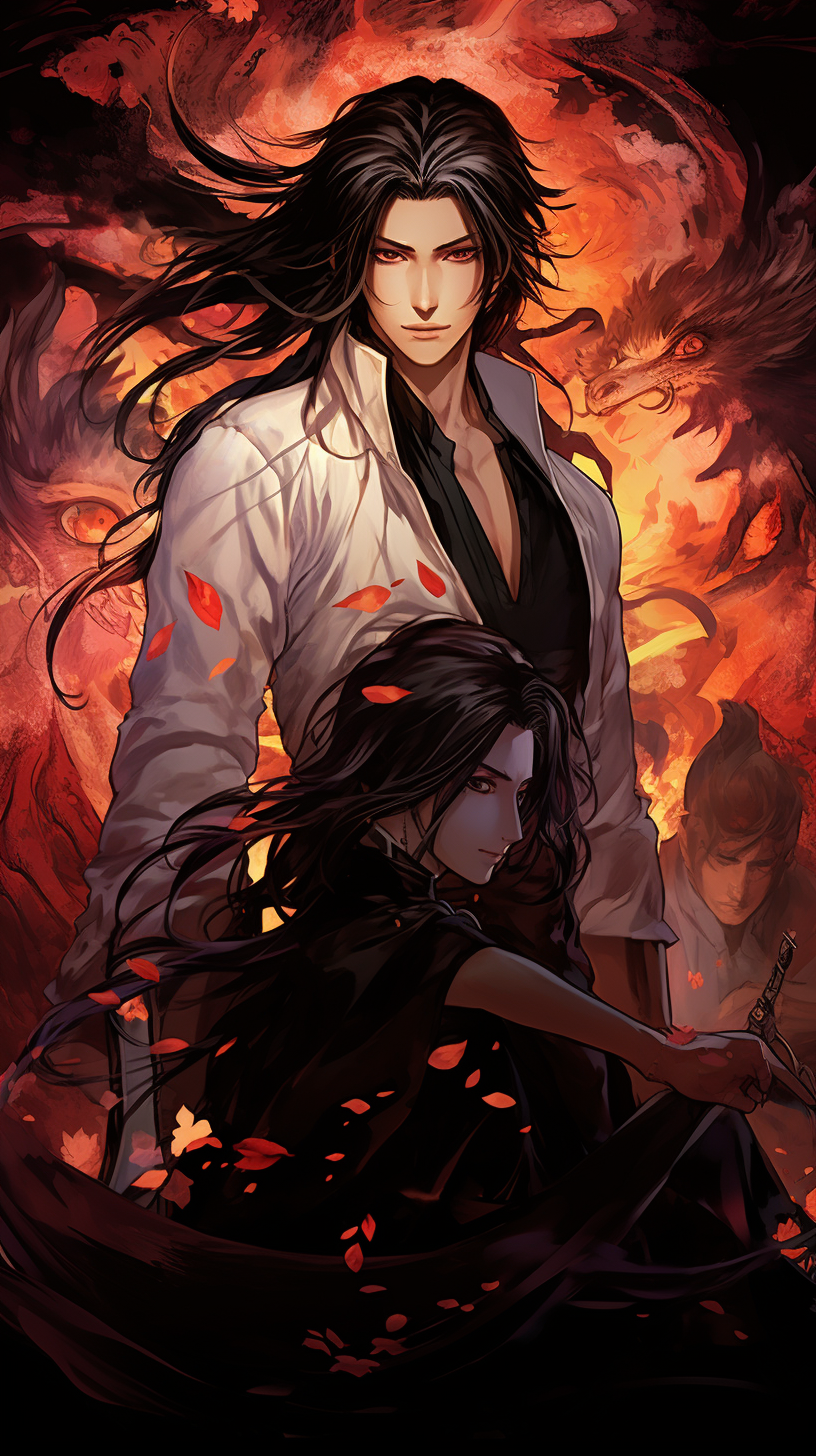 Showcases multi-layered scenes with strong references to gothic aesthetics; artistic elements influenced by Manhua. phone art wallpaper