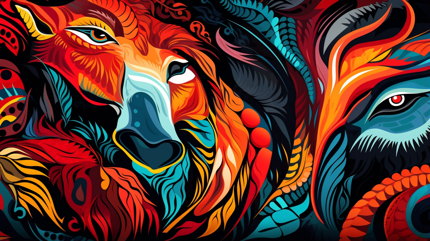 Featuring wild animals in outrageous colors and patterns; abstract style. desktop, phone, HD & HQ free wallpaper, free to download