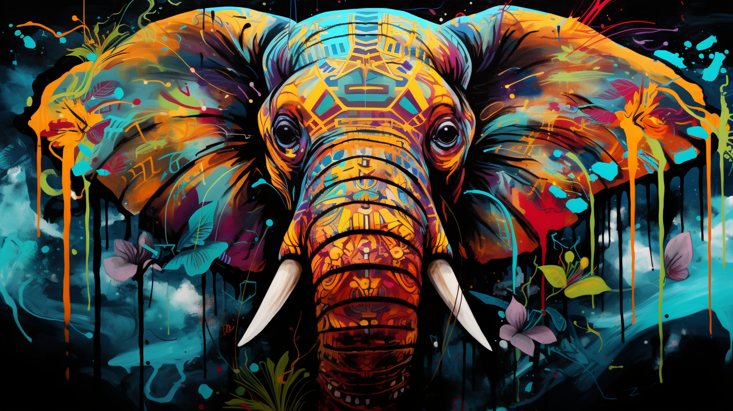 Lion roaring amidst kaleidoscopic colors; graffiti with intricate design elements.desktop, phone, HD & HQ free wallpaper, free to download