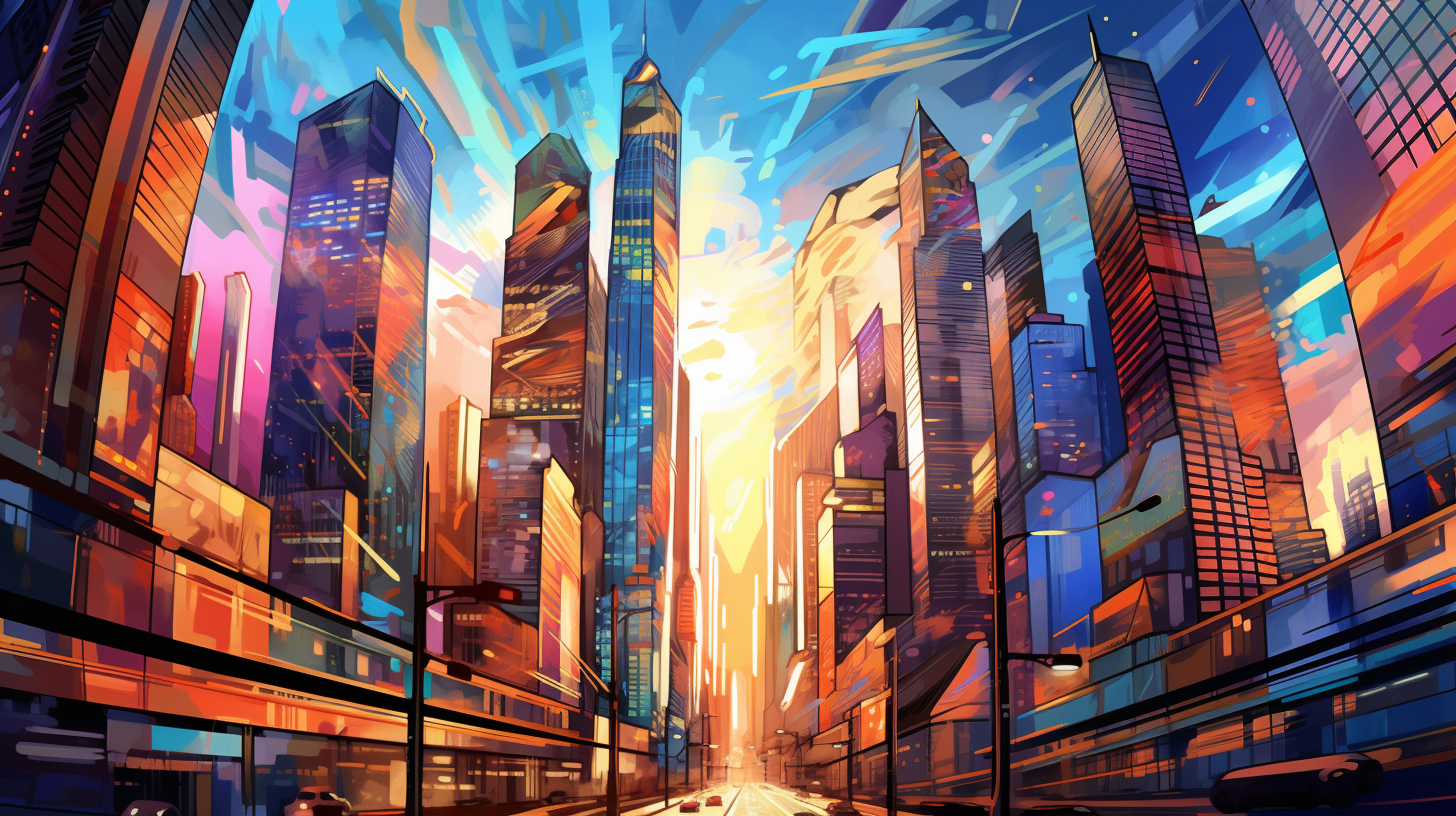 Edifices illustrated in distinctive street art styledesktop, phone, HD & HQ free wallpaper, free to download