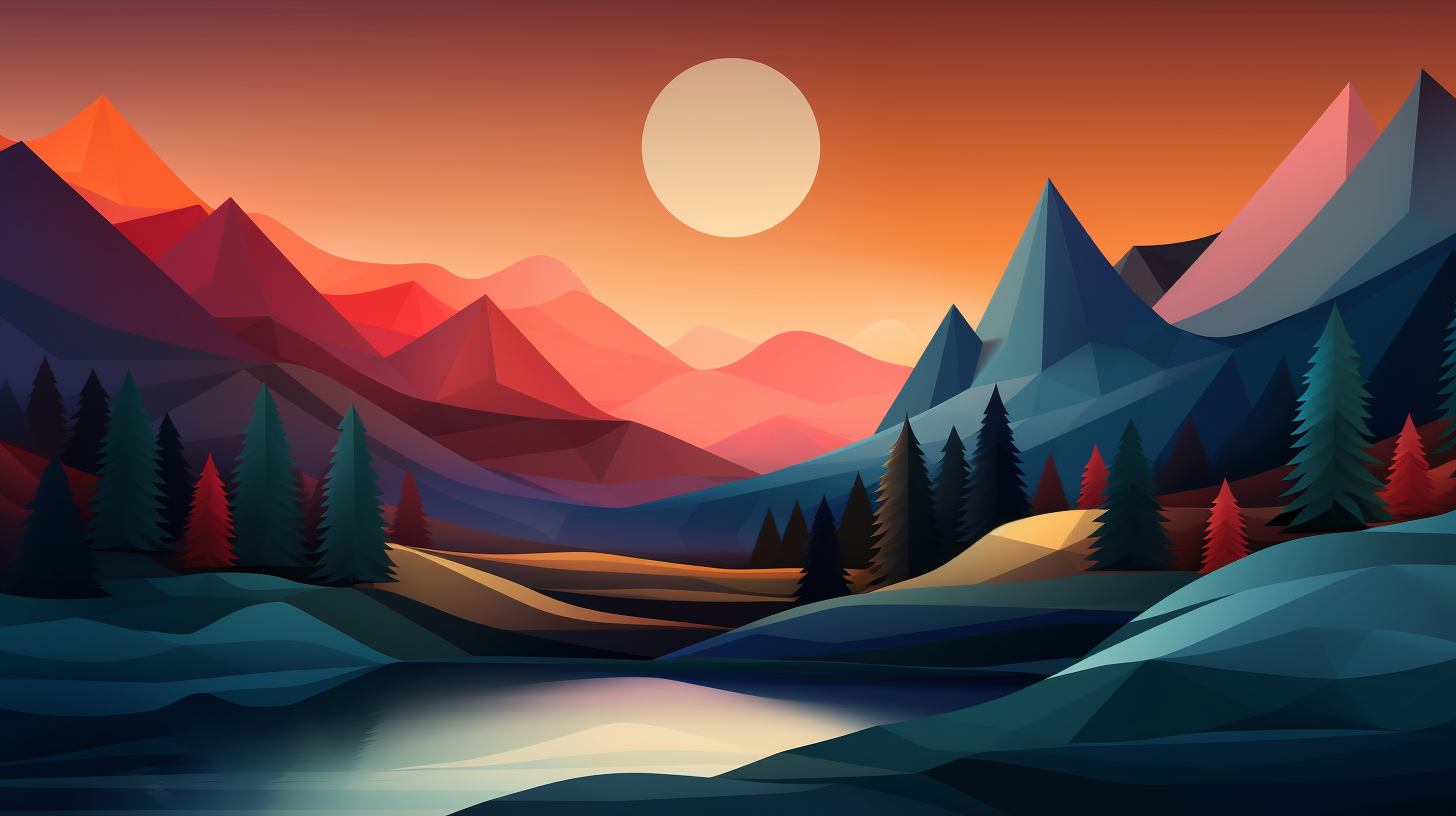 Abstract landscape with simplified shapes and lines. desktop, phone, HD & HQ free wallpaper, free to download