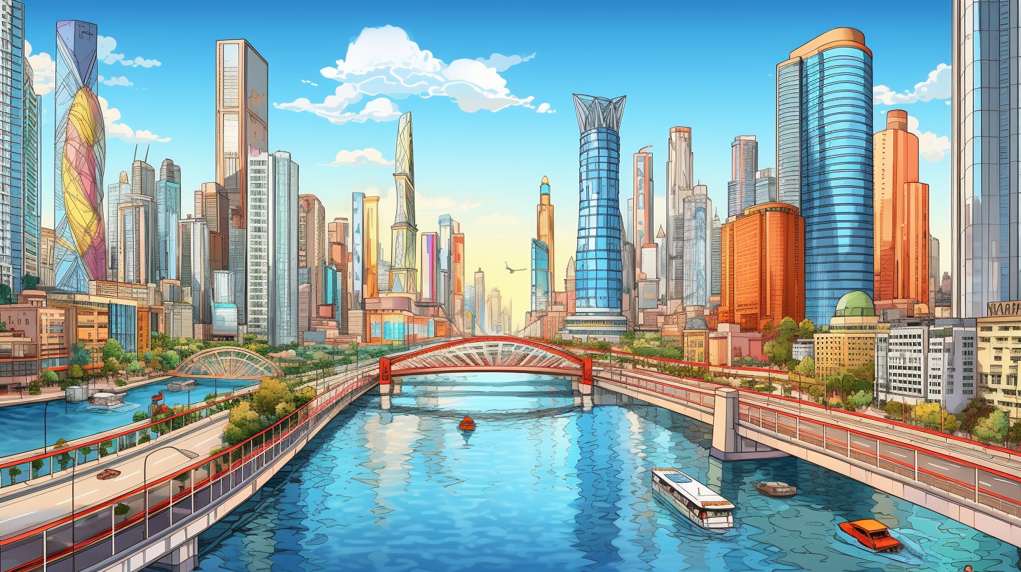 Drawing of an urban landscape in artistic style; detailed linework portraying city buildings.desktop, phone, HD & HQ free wallpaper, free to download