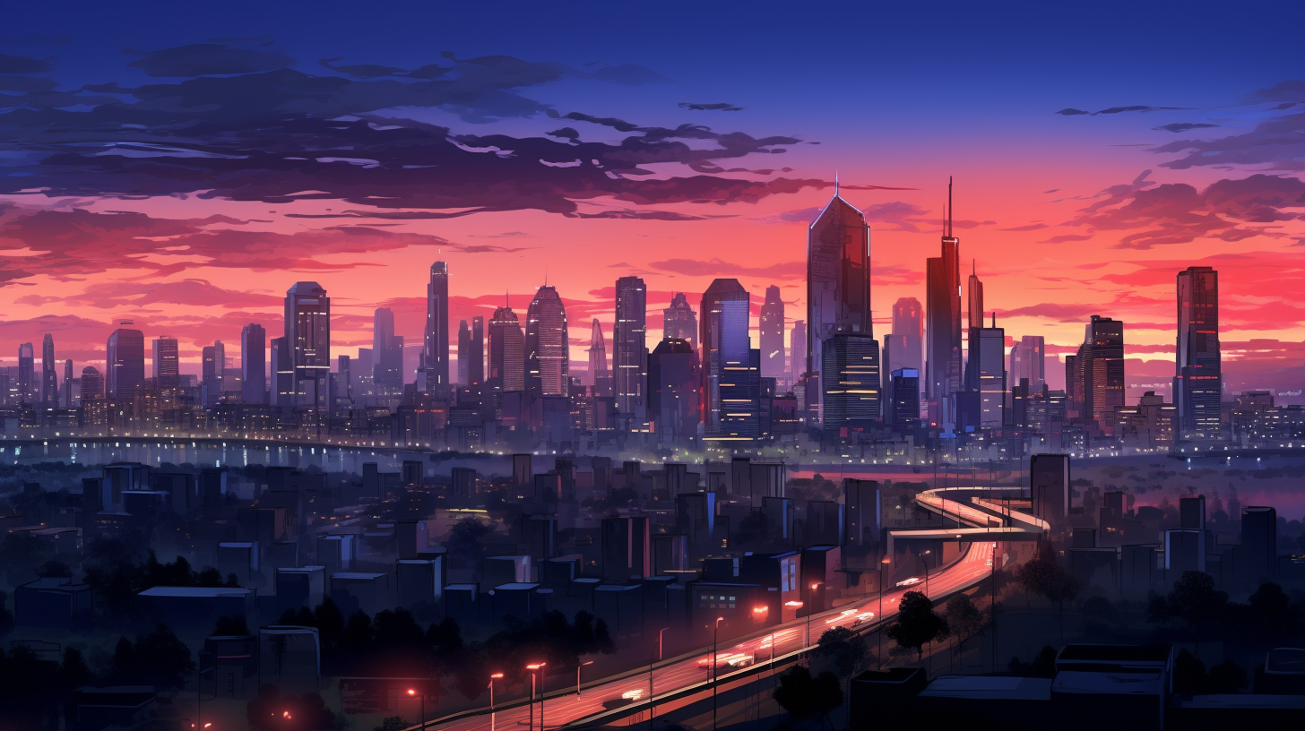 A compelling display of a city coming to life after sunset; the balance of black and white portraying subtle contrasts in artificial lighting.desktop, phone, HD & HQ free wallpaper, free to download