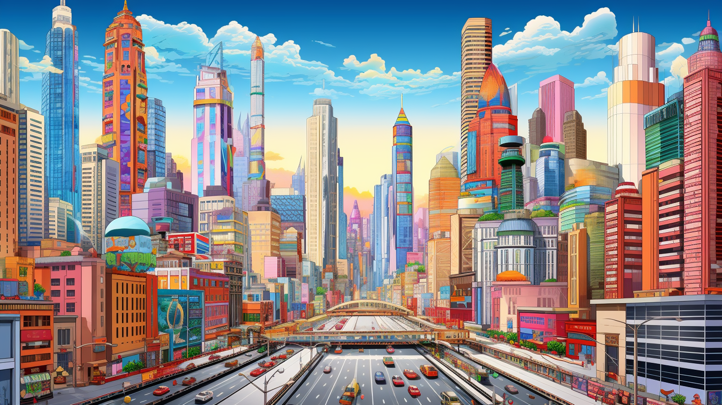 City view captured in artistic style; features fine lines and detailed shading.desktop, phone, HD & HQ free wallpaper, free to download