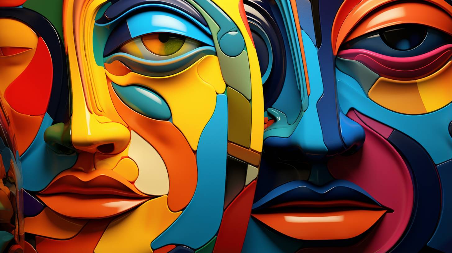 Human forms reimagined in abstract settings; bold lines and vibrant colors. desktop, phone, HD & HQ free wallpaper, free to download