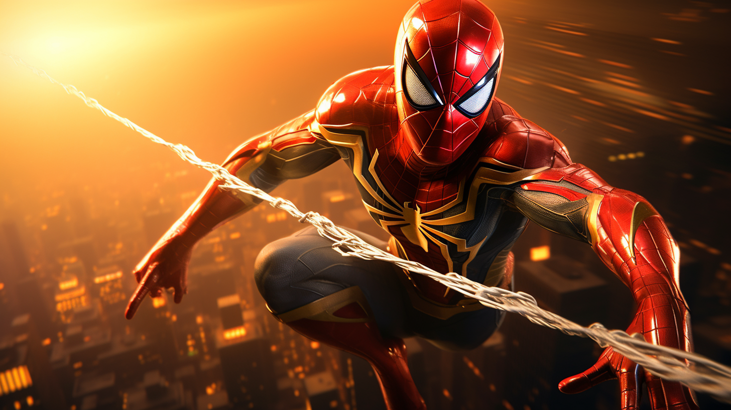 Spider-Man amidst his web-slinging adventure; fluid lines and detailed backgrounds.desktop, phone, HD & HQ free wallpaper, free to download