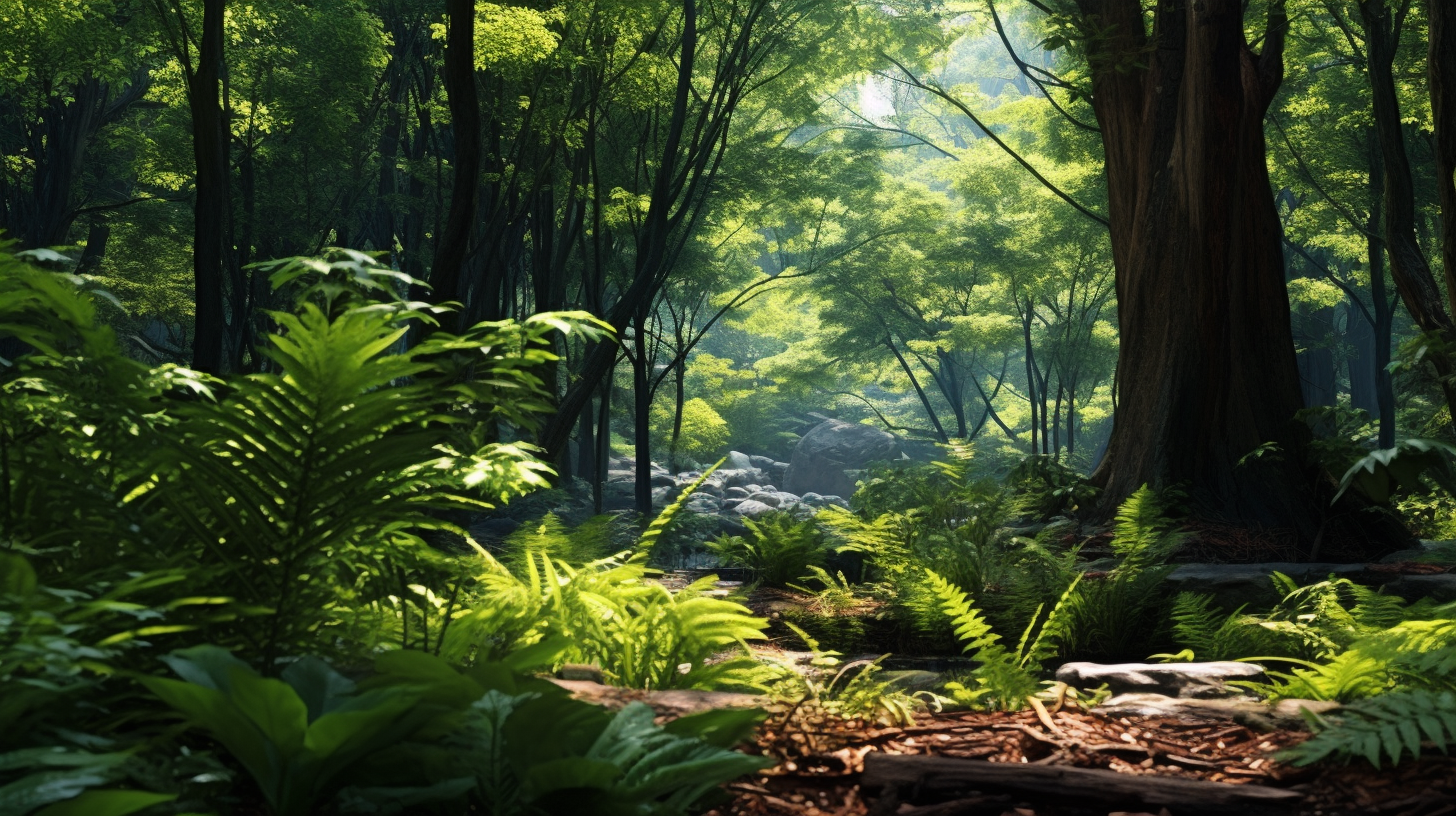 High-resolution image focusing on the intricate details of a forested landscape, showcasing a variety of leaf textures and tree shapes.desktop, phone, HD & HQ free wallpaper, free to download