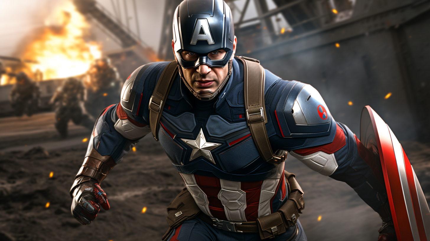 Captain America charging; action-filled scene with detailed armor design.desktop, phone, HD & HQ free wallpaper, free to download