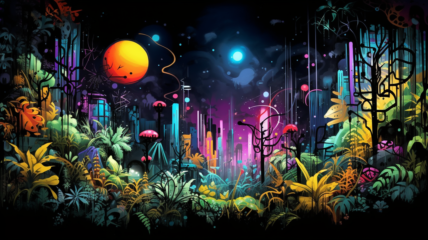 Abstract street art balacing urban and wild elements; distinctive lines and detailed shading.desktop, phone, HD & HQ free wallpaper, free to download